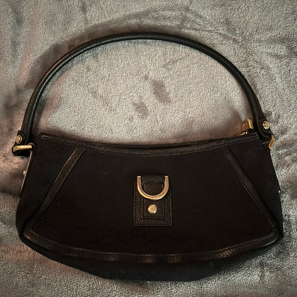 Gucci GG logo leather canvas bag pochette clutch purse handbag